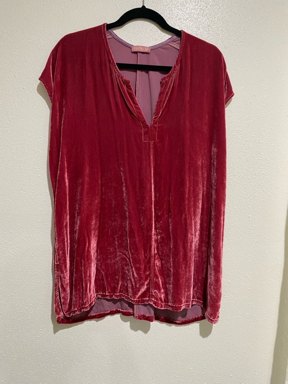 CP Shades silk Velvet Tunic Top in a bold pink
